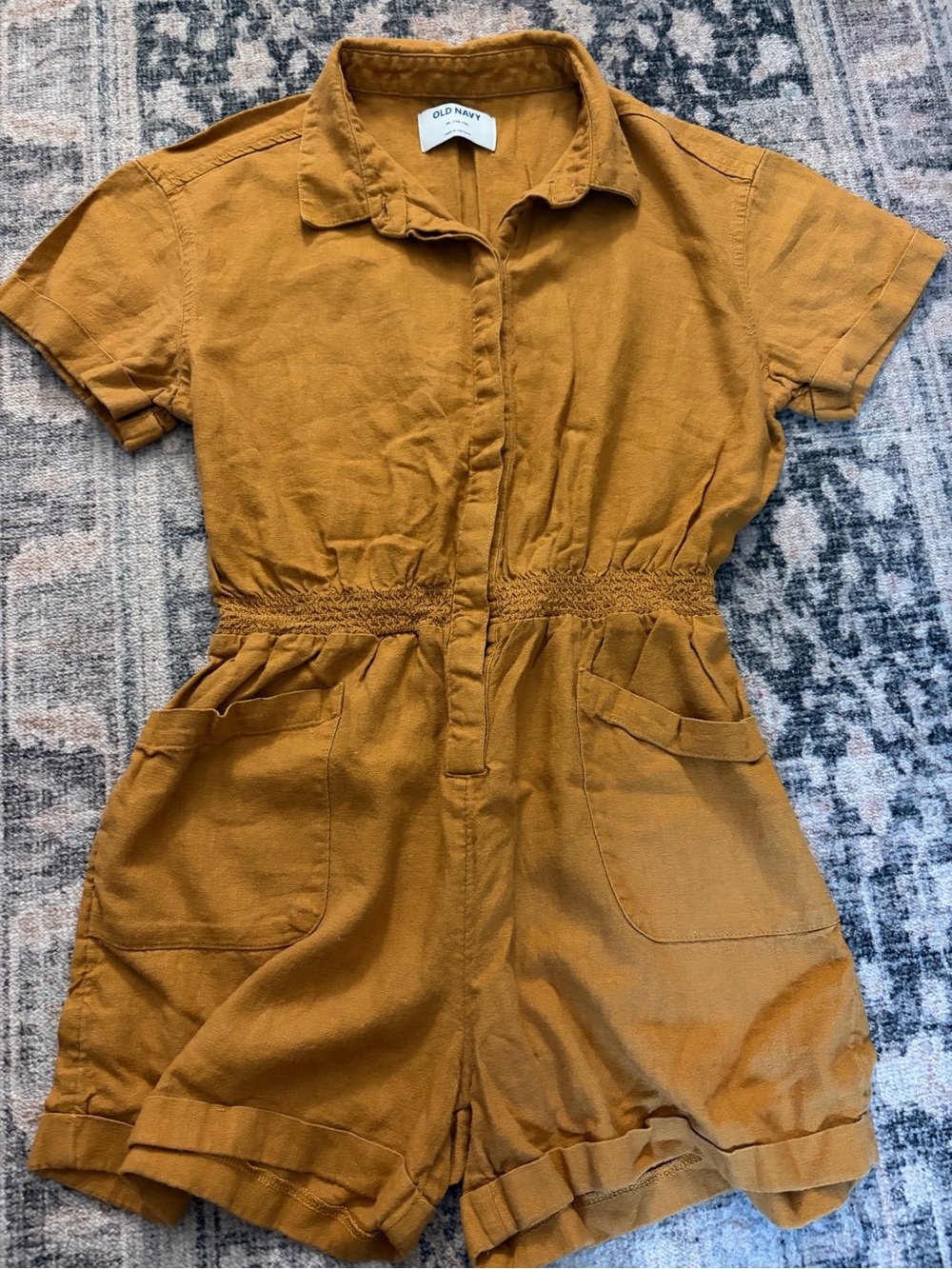 Old Navy Mustard Short-Sleeve Romper